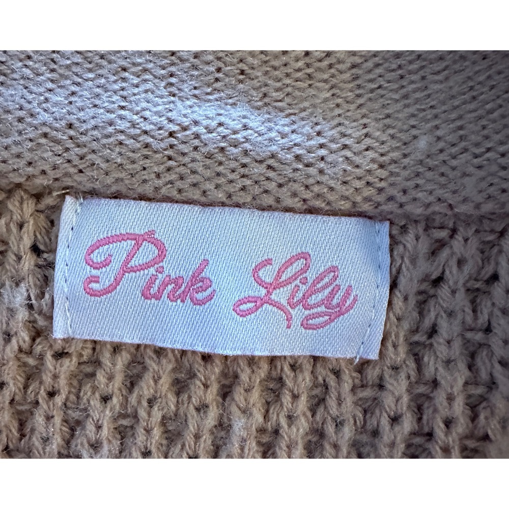Pink Lily Waffle Knit Bell Sleeve‎ Sweater Pullover Women's Size L Pink - Picture 4 of 7